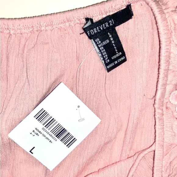 NWT — FOREVER 21 Off-the-shoulder Crocheted Pink Top Size Large - Picture 5 of 7